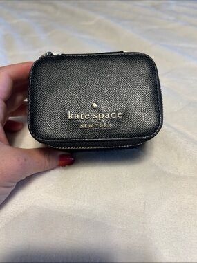 kate spade black leather compact jewelry case